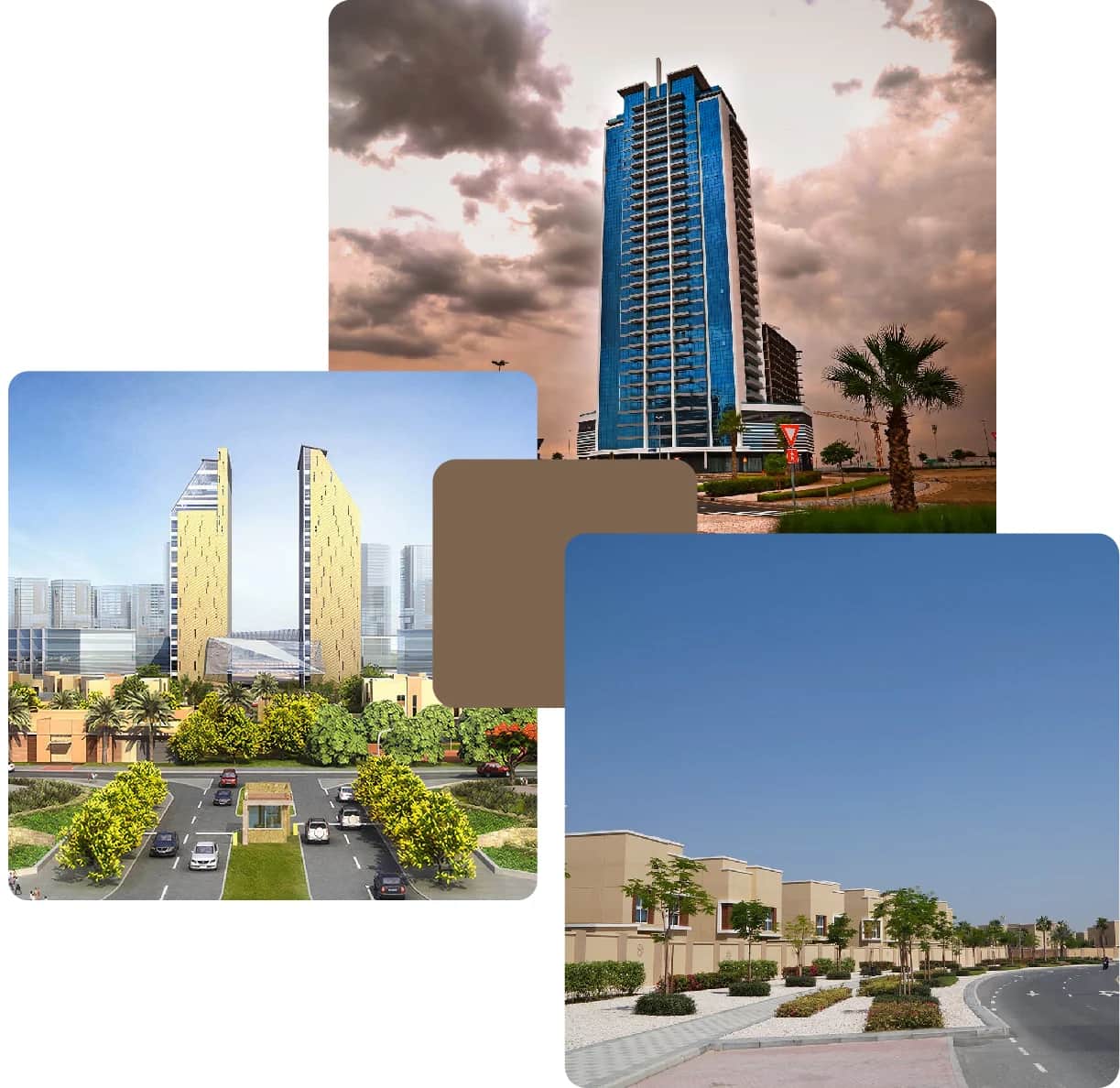 City towers and villa-lined neighborhoods