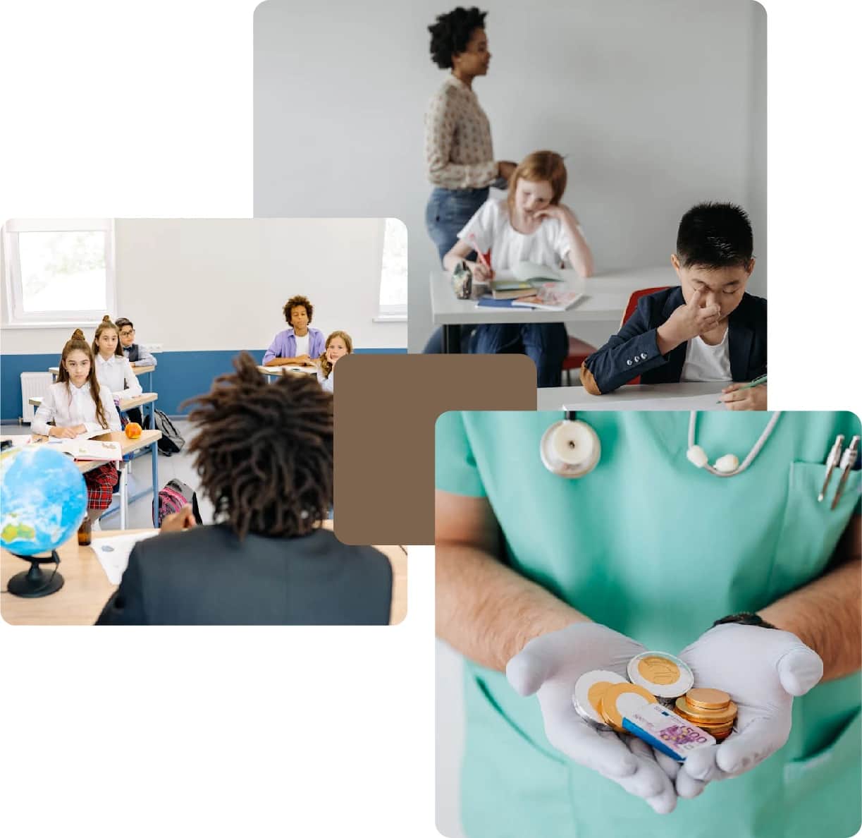 Students learning and medical care services