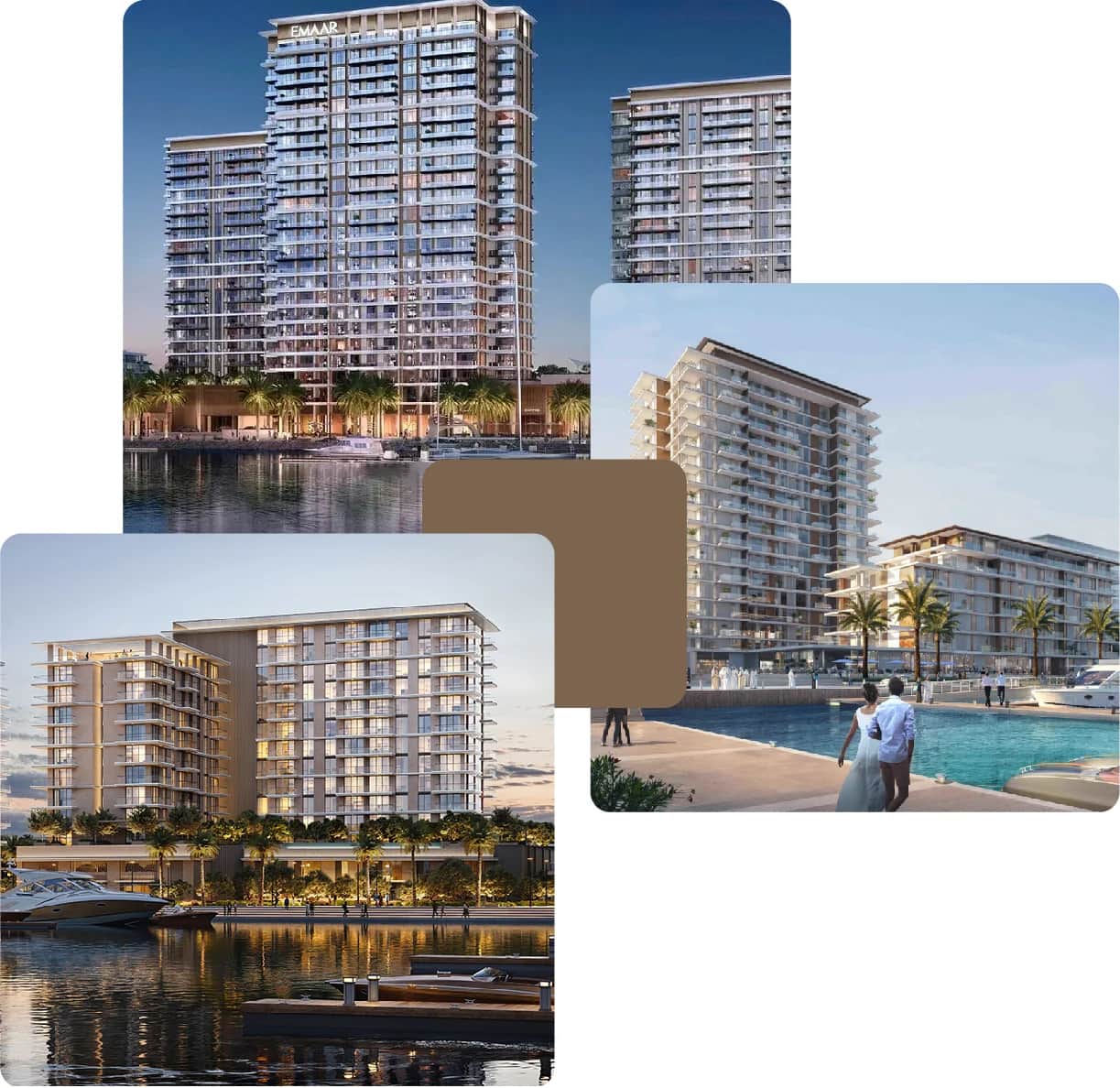 Luxury residential complex with pools and scenic views