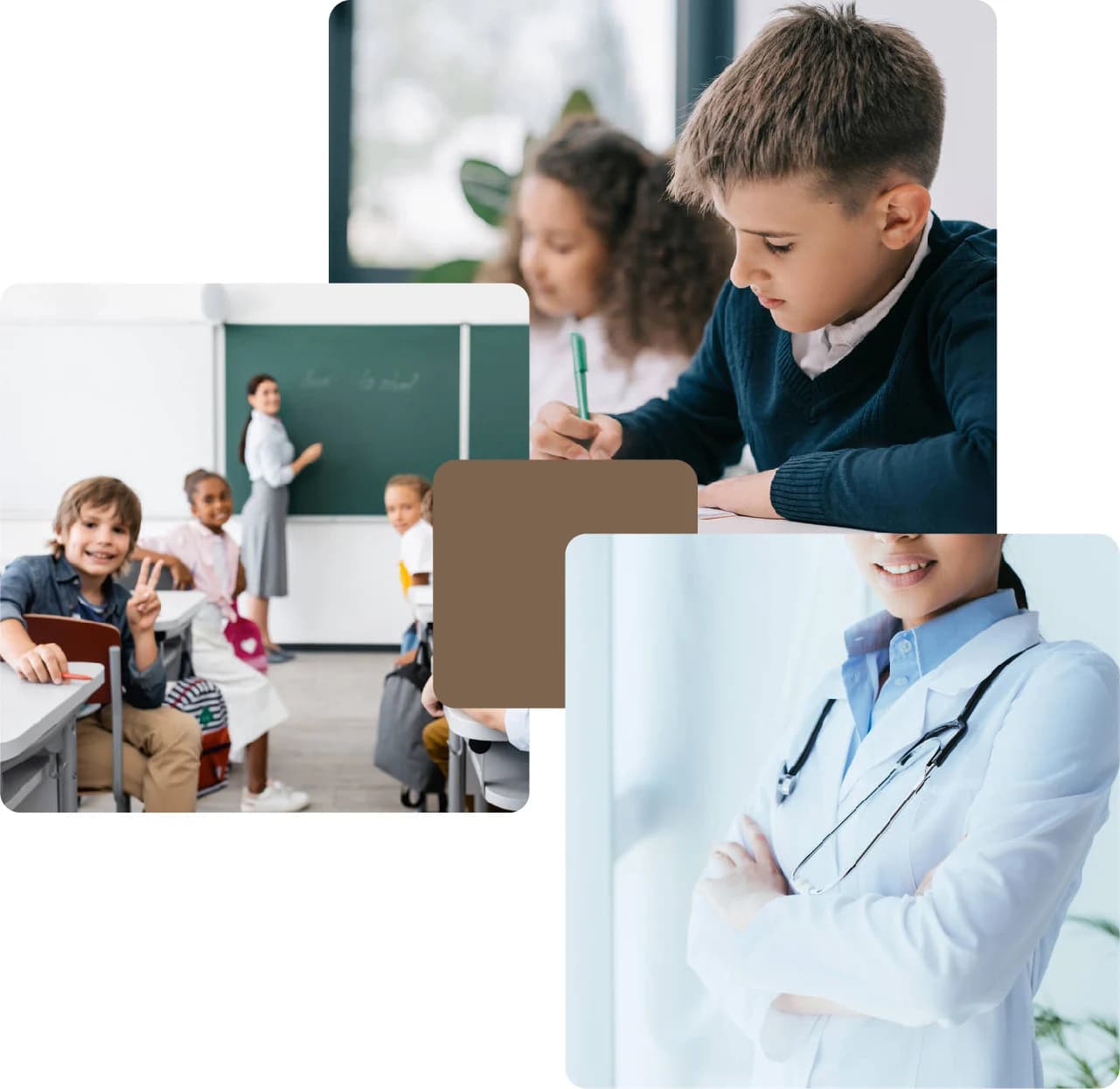Children learning with teacher in a modern classroom