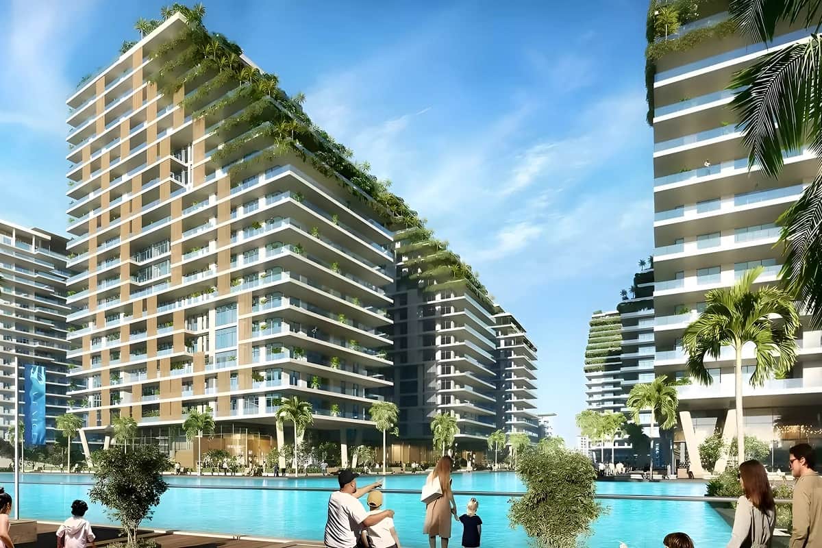 Stylish coastal residential towers with glass design