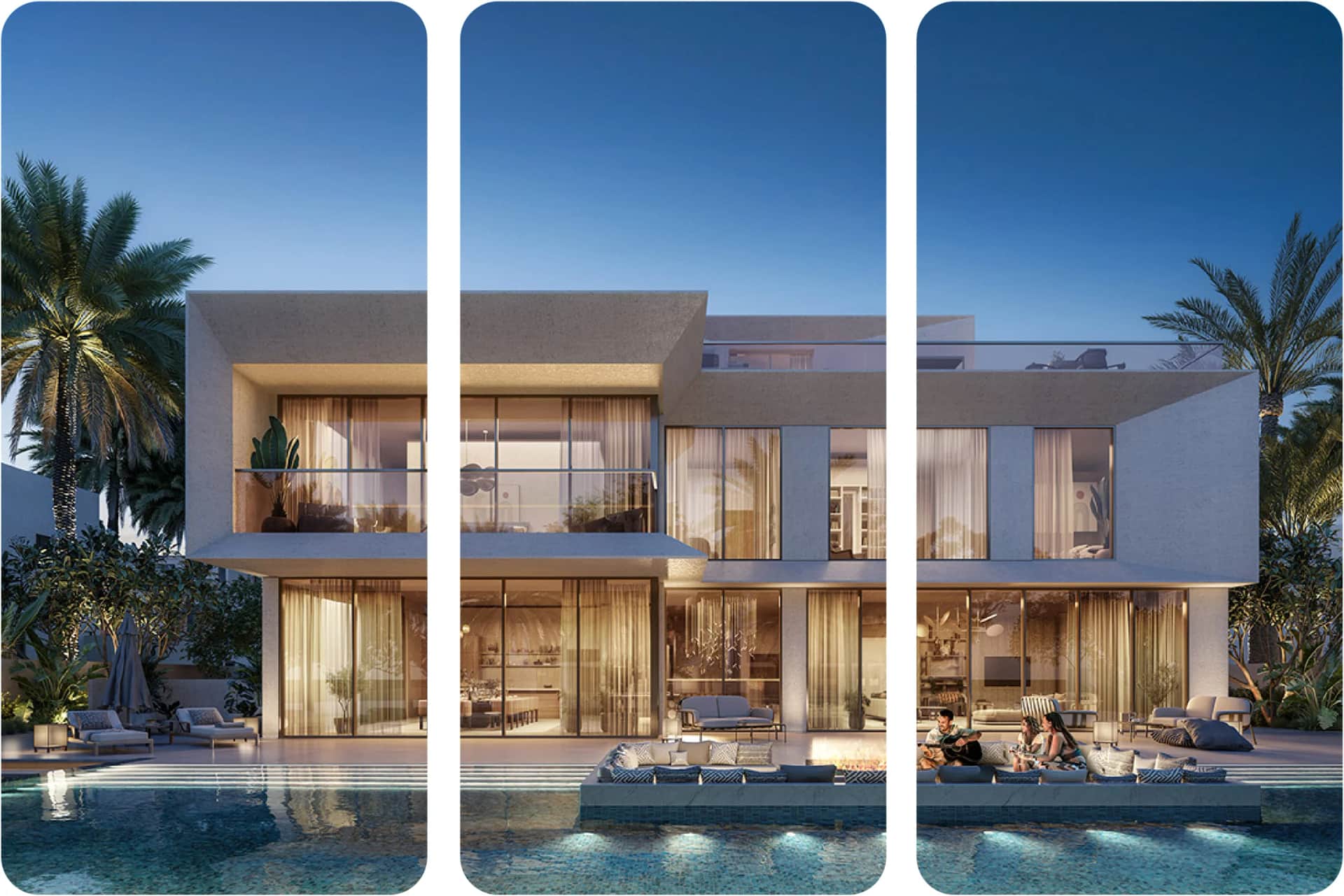 Modern luxury villa with private pool and lush greenery