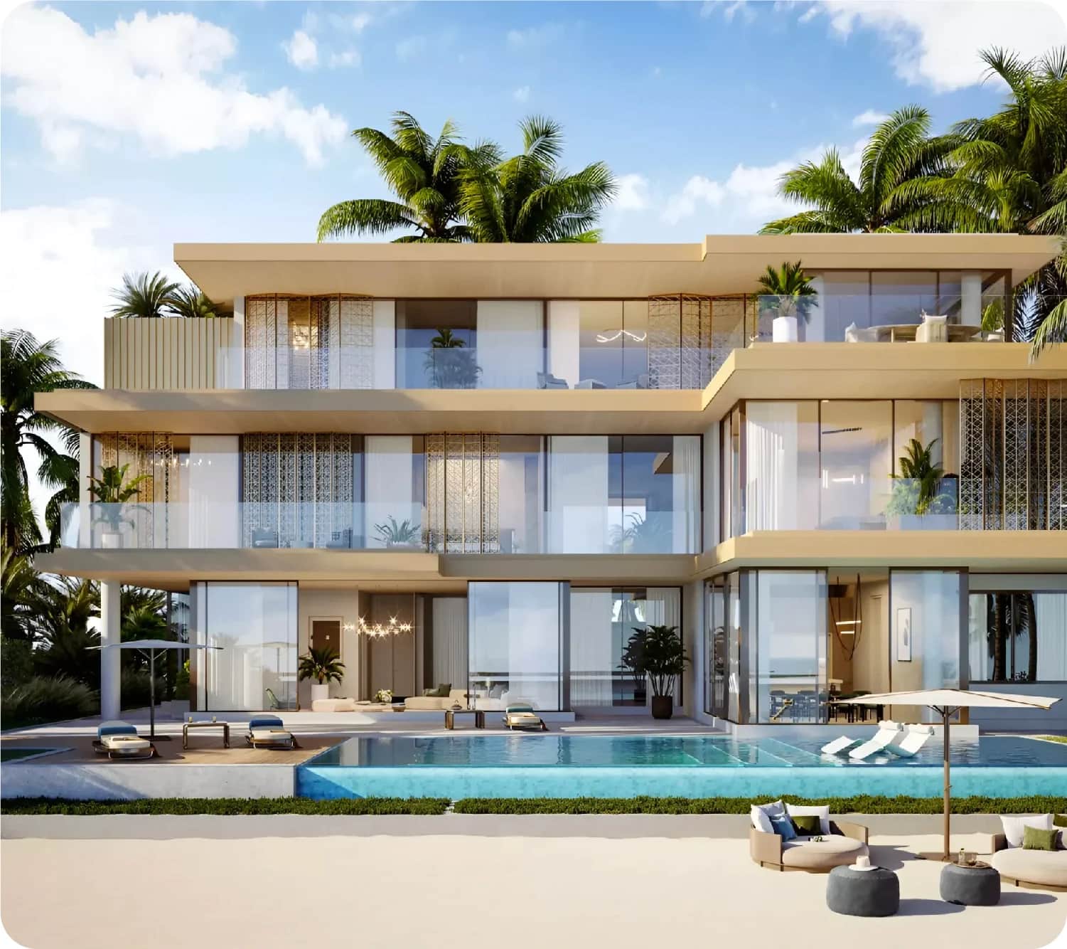Luxury beachfront villa with infinity pool and ocean view