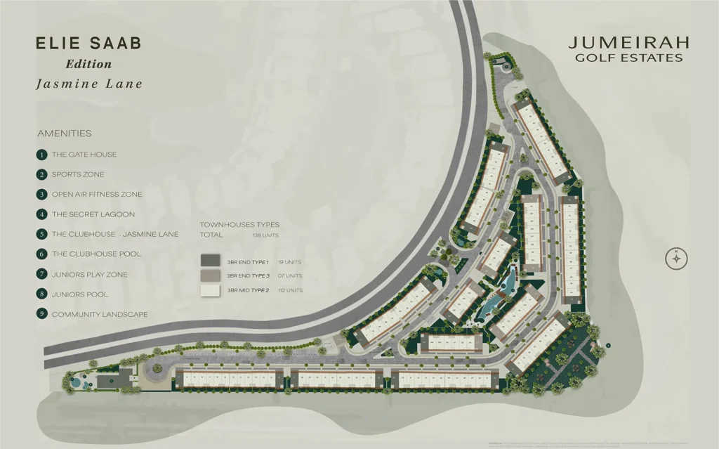 Map of Jasmine Lane at Jumeirah Golf Estates, Dubai