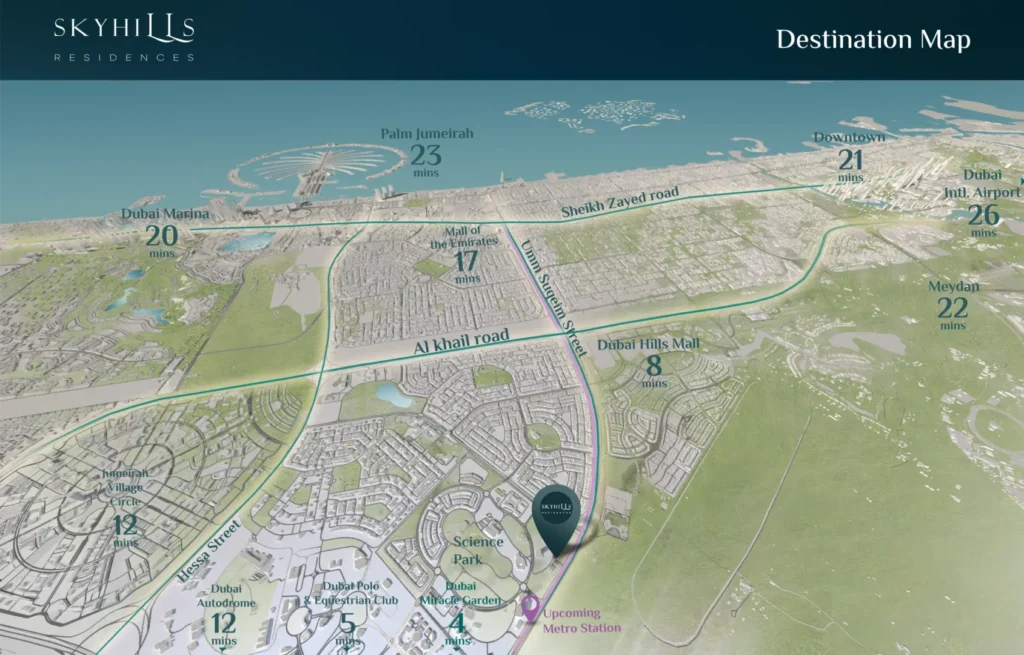 Skyhills Residences at Dubai Science Park Map