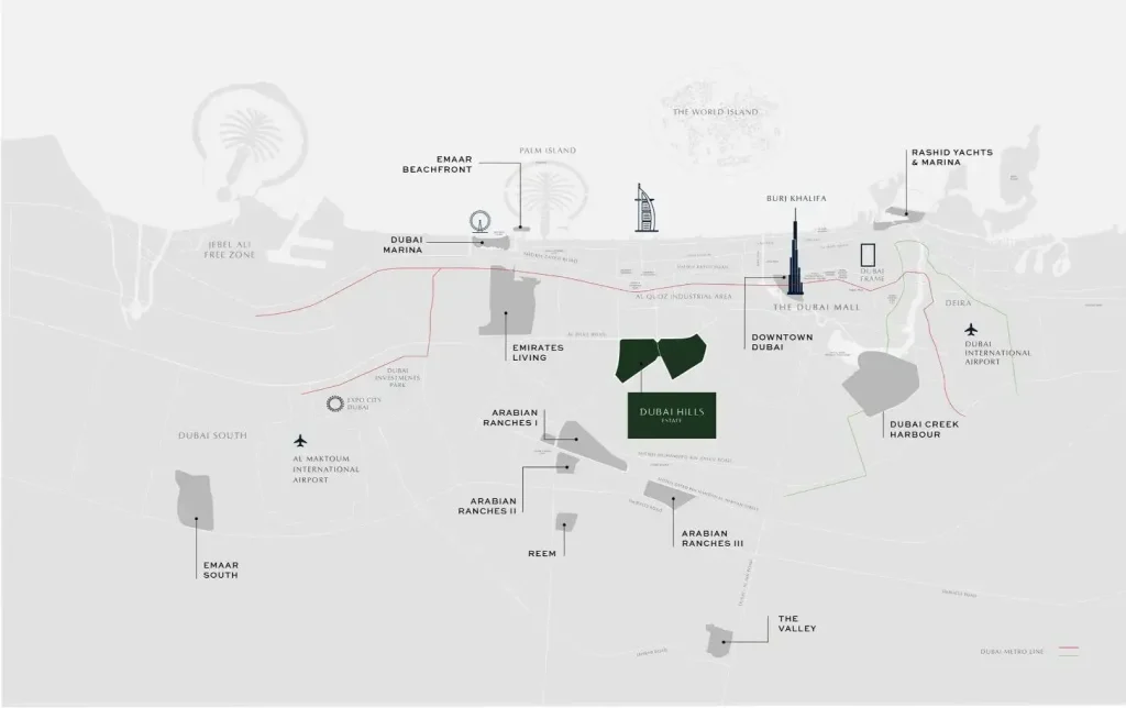 master plan for parkland at Dubai hills estate