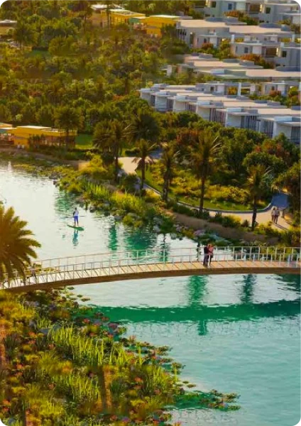 water canal at park greens, Damac hills 2