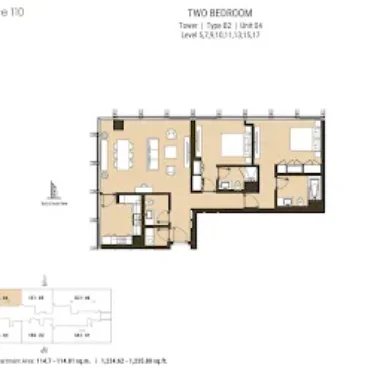 Floor Plan for Residence 110 at Business Bay