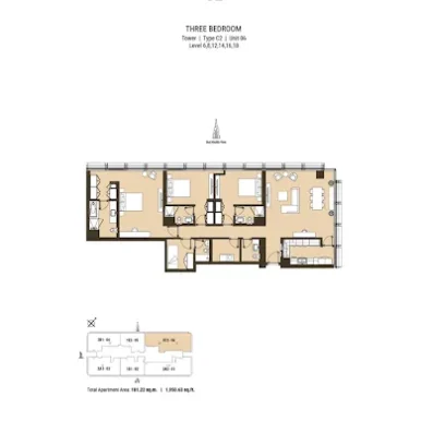 Floor Plan for Residence 110 at Business Bay