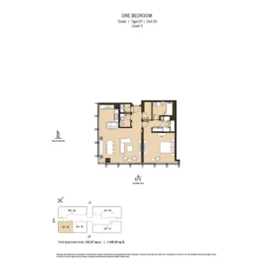 Floor Plan of Residence 110 at Business Bay