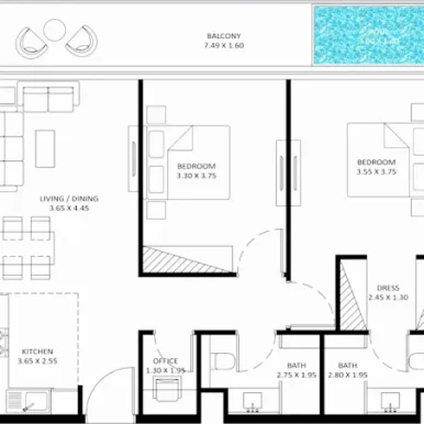 floorplan for apartments and penthouse of bayz 102