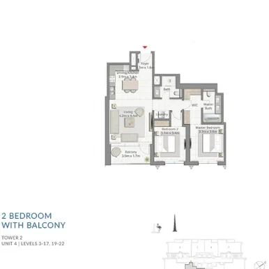 floor plan of Creek Gate Tower 2 at Dubai Creek Harbour