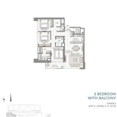 floor plan of Creek Gate Tower 2 at Dubai Creek Harbour