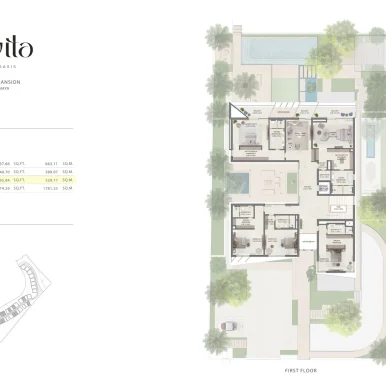 Floor plan for small mansion of Lavita by Emaar