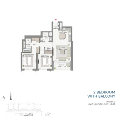 floor plan of Creek Gate Tower 2 at Dubai Creek Harbour