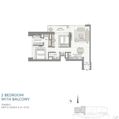 floor plan of Creek Gate Tower 2 at Dubai Creek Harbour