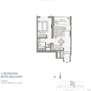 floor plan of Creek Gate Tower 2 at Dubai Creek Harbour