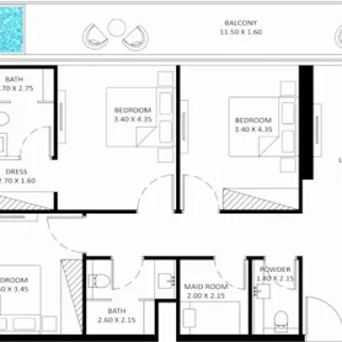 floor plan for bayz 102 penthouses