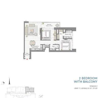 floor plan of Creek Gate Tower 2 at Dubai Creek Harbour