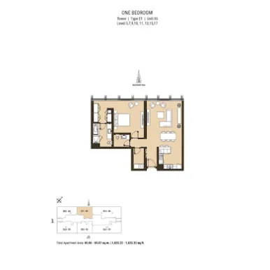 Floor Plan of Residence 110 at Business Bay