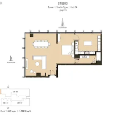 Floor Plan of Residence 110 at Business Bay