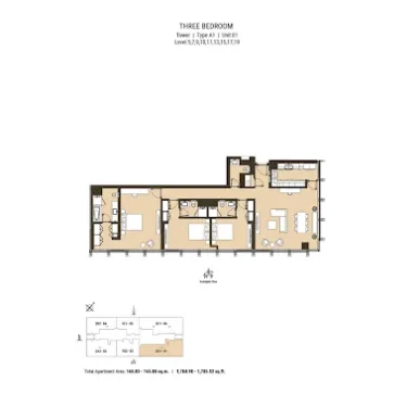 Floor Plan for Residence 110 at Business Bay