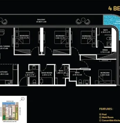 4 Bedroom floor plan in Bayz by Danube