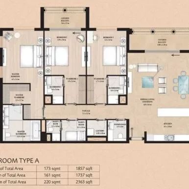 Alandalus Apartments at Jumeirah Golf Estates in Dubai Floor Plan