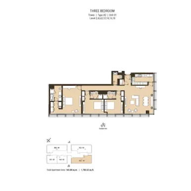 Floor Plan for Residence 110 at Business Bay