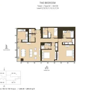 Floor Plan for Residence 110 at Business Bay