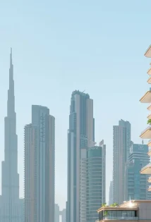 Building of Vela Viento Residences by Omniyat at Business Bay with burj Khalifa in Background