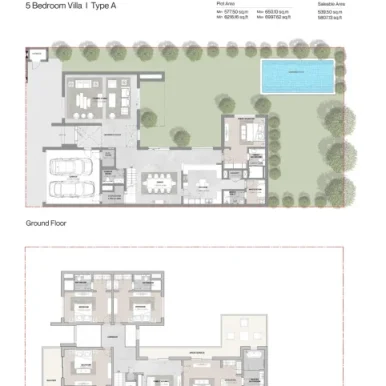 Floor plan for 5 bedroom villa at Sobha elwood Dubailand