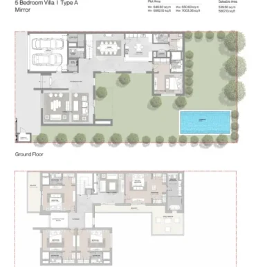 Floor plan for 5 bedroom villa type A at Sobha elwood Dubailand