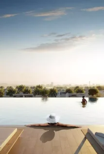 Swimming pool inside parkside views by emaar at Dubai Hills Estate