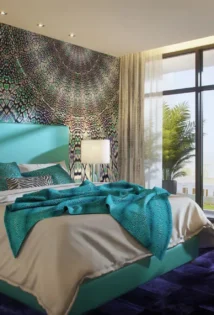 A beautiful bed at Cavalli Villas at Damac hills 2