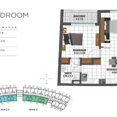 Floor plan for Wavez by Danube Properties