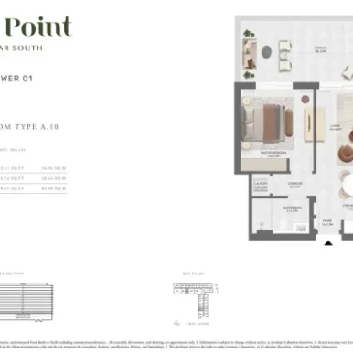 one bedroom floor plan at Golfpoint emaar south