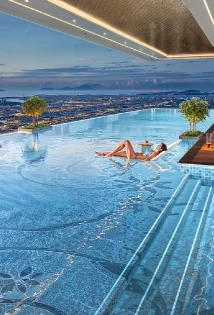 swimming pool on top of apartment building