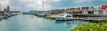 Al-Hamra-Waterfront with yachts standing in sea