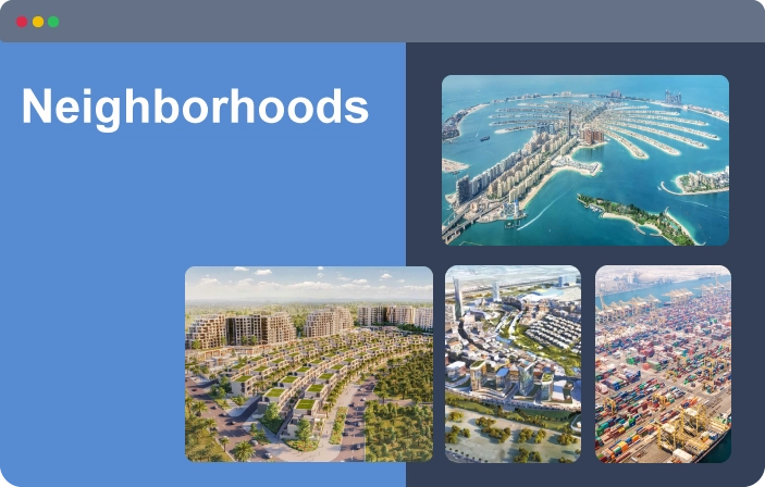 Neighborhoods around palm jebel ali community