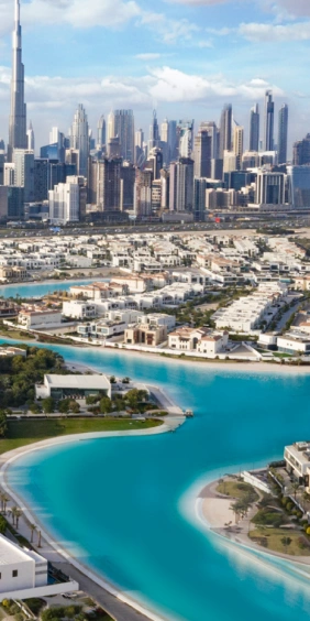 aerial view of the skyline o Dubai